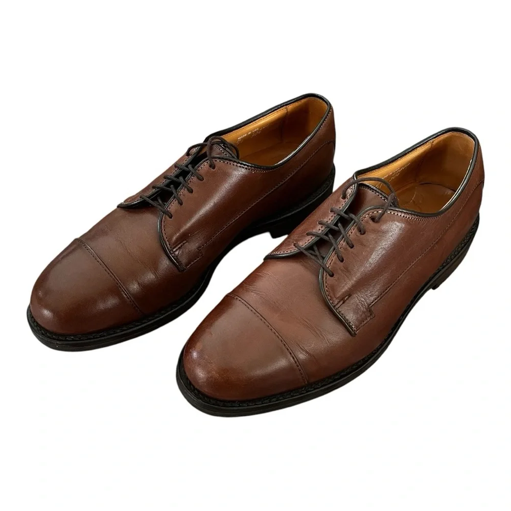 Allen Edmonds Bergland Brown Leather Derby Shoe Mens Size 7 D Lace-up Cap Toe